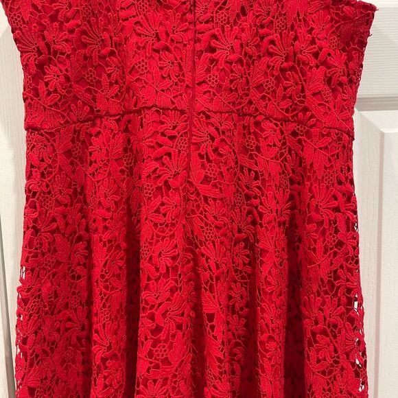 Lulu's Red Crochet Lace Bustier Skater Dress Size Large - Picture 8 of 10
